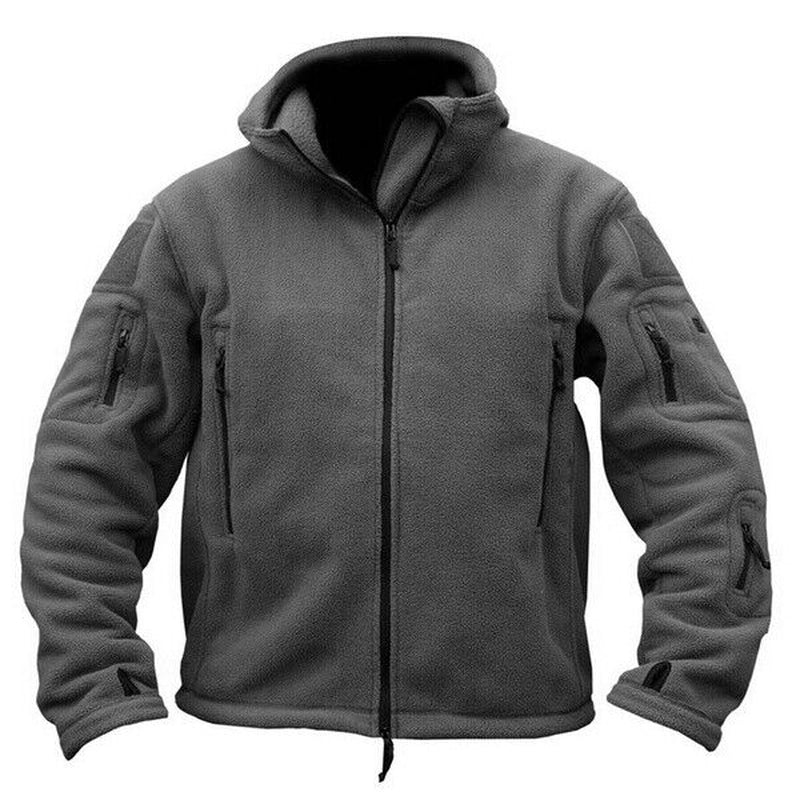 Men Casual Coat Tactical Recon Fleece Jacket Full Zip Army Hoodie Combat Hoody