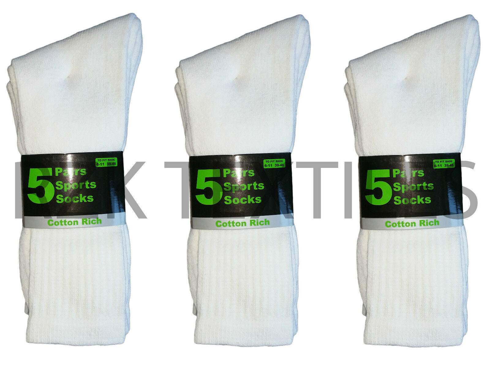 15 Pairs of Men'S Sport Socks, Black Cotton Rich Cushion Sole Socks, Size 6-11