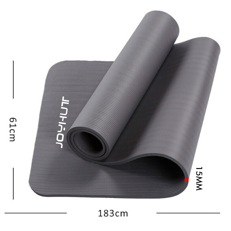 61 X 183CM YOGA MAT 15MM THICK GYM EXERCISE FITNESS PILATES WORKOUT MAT NON SLIP