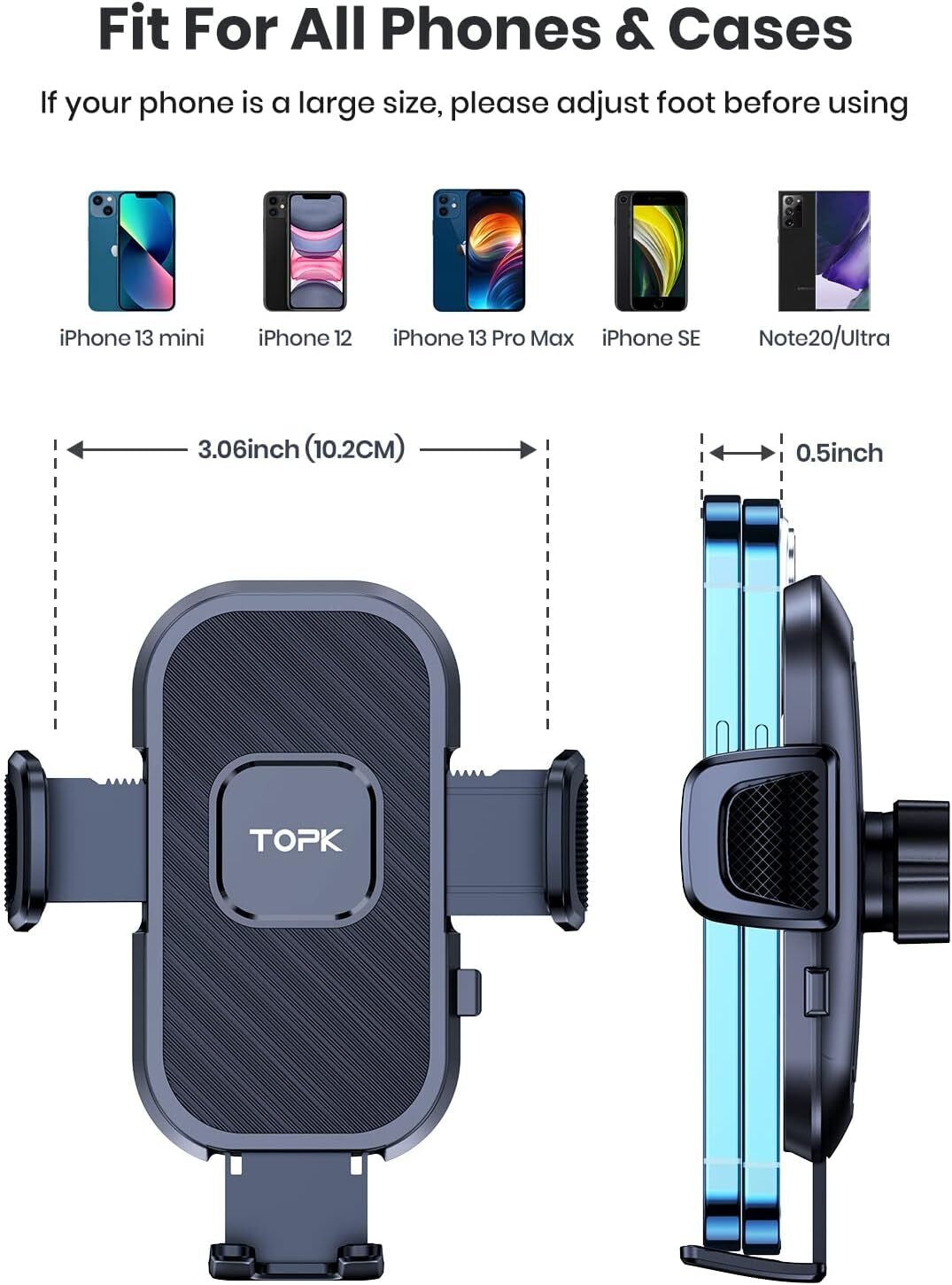 Car Phone Holder, Adjustable Phone Holder for Cars Cradle 360° Rotation -