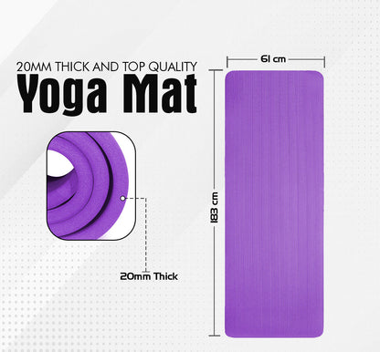 Yoga Mat 20Mm Extra Thick Exercise Mat Gym Workout Fitness Pilates Non Slip NBR